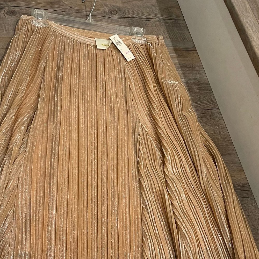 Maeve pleated metallic rose gold skirt - size S